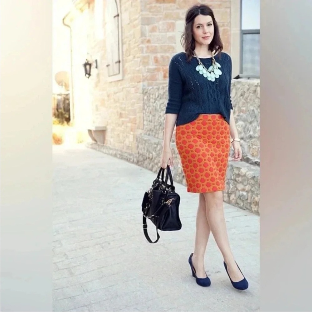 Anthropologie Orange Charlie And Robin Wool Blend Pencil Skirt Size 4 Small